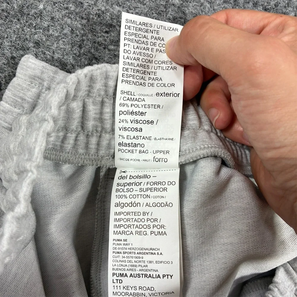 Puma Mens Jogger Sweatpants Size M Gray Fleece Drawstring Logo Athletic